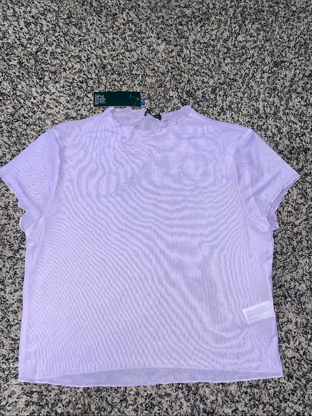 Wild Fable Sheer Women's Lavender Short Sleeve Top Ruffle Hem Size Small | NWT